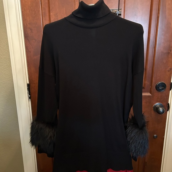 Preston & York Black Turtleneck with Faux Fur Cuffs Size M sku#98 - Picture 2 of 6